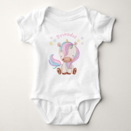 Niedliche Girl Unicorn und Stars Baby Bodysuit Strampler