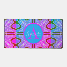 Niedliche Girl Whimsical Folk Art Rosa Lila Blau Schreibtischunterlage