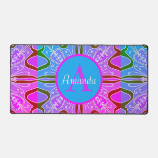 Niedliche Girl Whimsical Folk Art Rosa Lila Blau Schreibtischunterlage