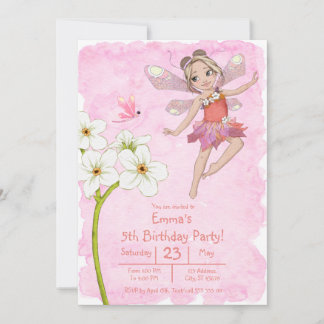 Niedliche Girl Whimsical Rosa Dragonfly Geburtstag Einladung