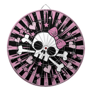 Niedliche Girlie Skull und Crossbones Dartscheibe
