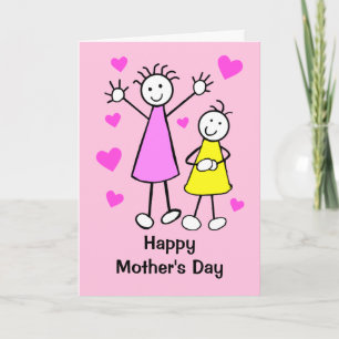 Niedliche Girls and Hearts Mother Day Card Karte