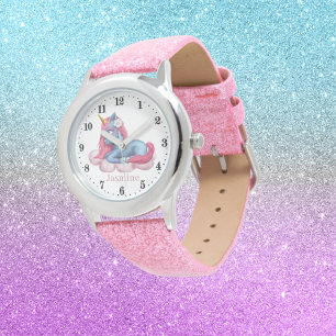 niedliche Girls Fantasie unicorn geben Namen Armbanduhr