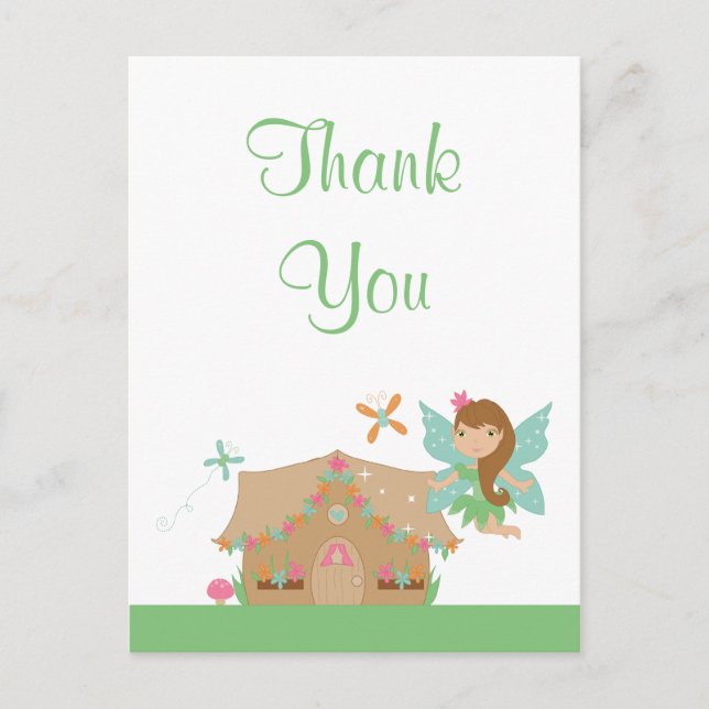 Niedliche Girl's fliegend Fee danke Postkarte (Vorderseite)