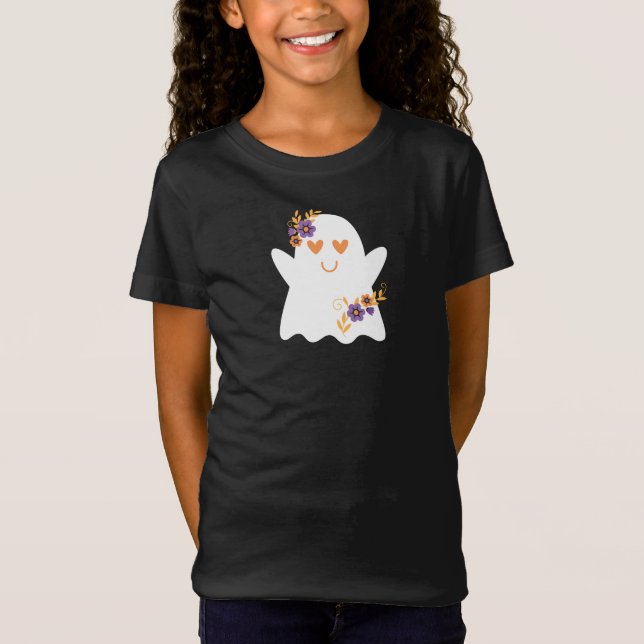 Niedliche Girls Halloween Ghost T-Shirt (Vorderseite)