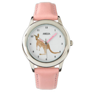 Niedliche Girls Kangaroo Tierkids Neugieriges Glüc Armbanduhr