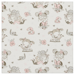 Niedliche Girls lesen Bücher Geschenk Ideen Stoff