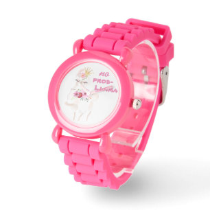 Niedliche Girls No Prob-Llama Pink Armbanduhr