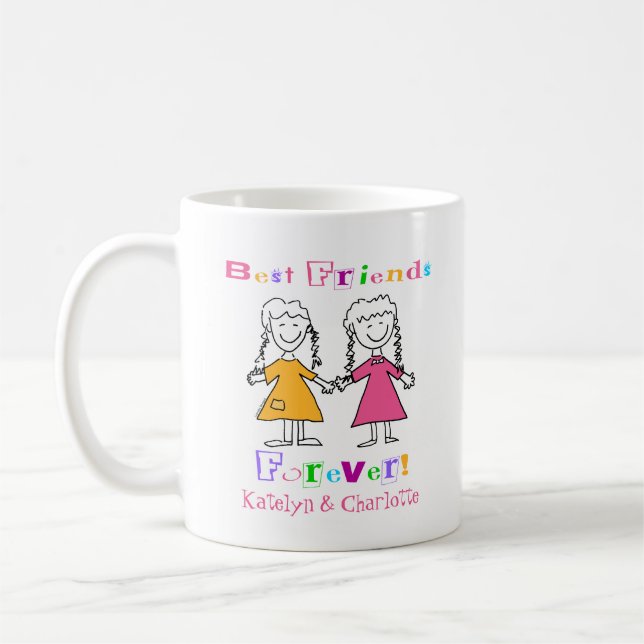 Niedliche Girls Personalisiert Beste Freunde für i Kaffeetasse (Links)