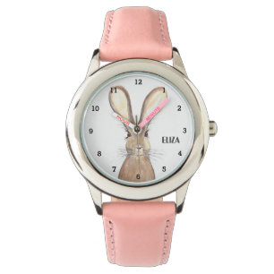 Niedliche Girls Pink Bunny Rabbit Tierkids beobach Armbanduhr