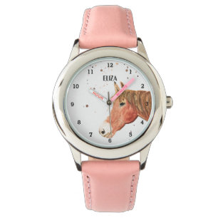 Niedliche Girls Pink Pferde Tierkids Pony Armbanduhr