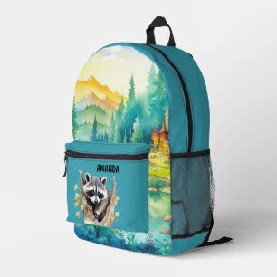 Niedliche Girls Raccoon geben Namen Bedruckter Rucksack
