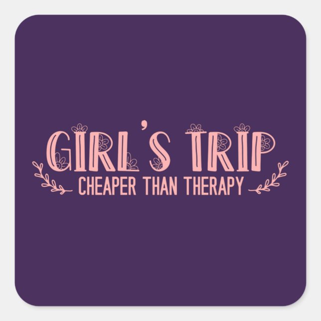 Niedliche Girls Reisen billiger als Therapie Quadratischer Aufkleber (Vorderseite)
