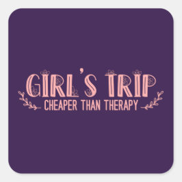 Niedliche Girls Reisen billiger als Therapie Quadratischer Aufkleber