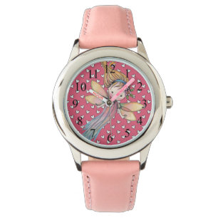 Niedliche Girls Rosa Fee und Herz beobachten Armbanduhr