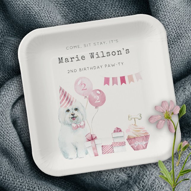 Niedliche Girls Rosa Party Welpe Hund jedes Alter  Pappteller (Von Creator hochgeladen)