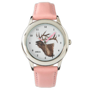 Niedliche Girls Stag Deer Animal Antlands Woodland Armbanduhr