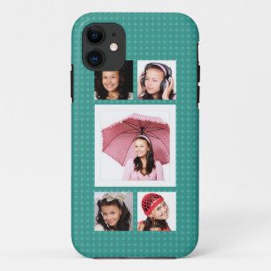 Niedliche Girly aquamarine 5 Foto-Collage Case-Mate iPhone Hülle