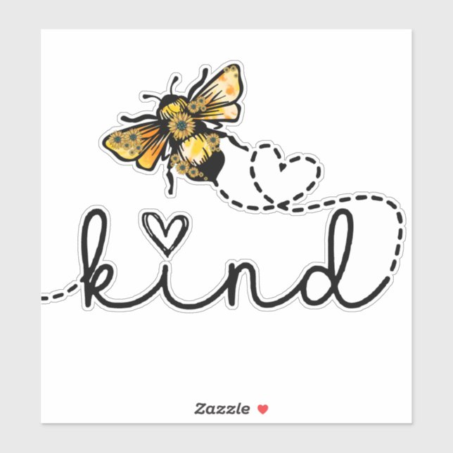 Niedliche Girly Bee Be Kind Herzensschrift Aufkleber (Blatt)