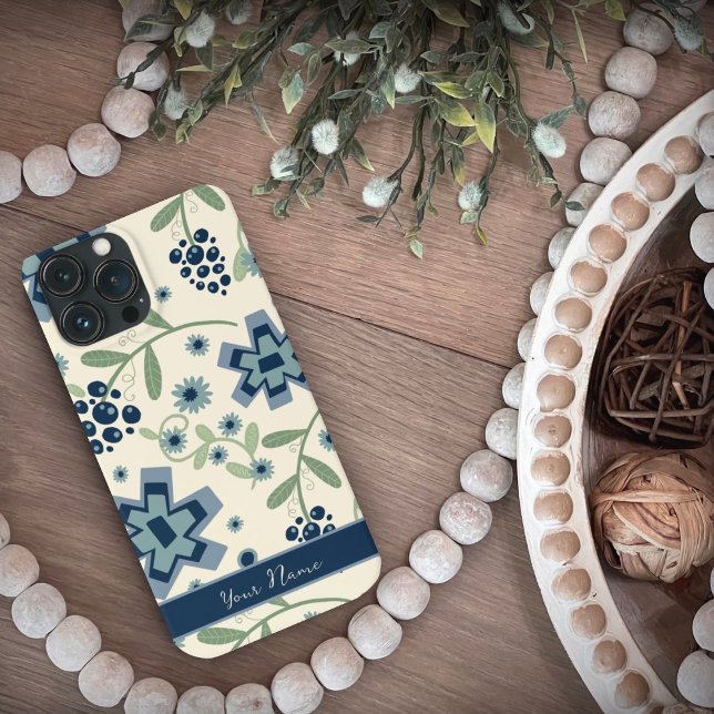 Niedliche Girly Blue Blumen Muster Trendy Inspiriv Case-Mate iPhone Hülle (Von Creator hochgeladen)