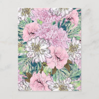 Niedliche Girly Blush Pink & White Floral Illustra