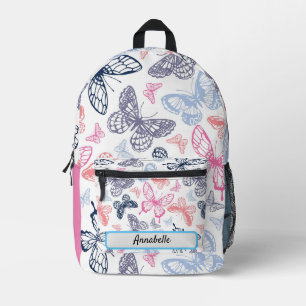 Niedliche Girly Colorful Butterfly Illustration Pa Bedruckter Rucksack