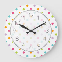 Niedliche Girly Colorful Polka Dots Große Wanduhr