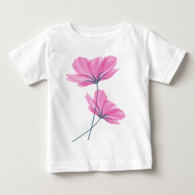 Niedliche Girly Delicate Hübsch Pink Blume Zeichne Baby T-shirt (Vorderseite)