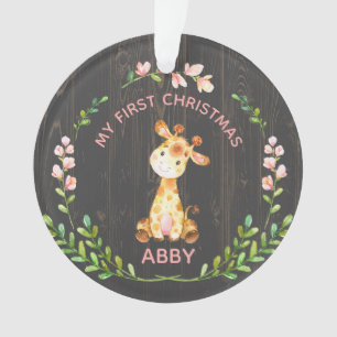 Niedliche Girly Giraffe Baby's First Christmas Ornament