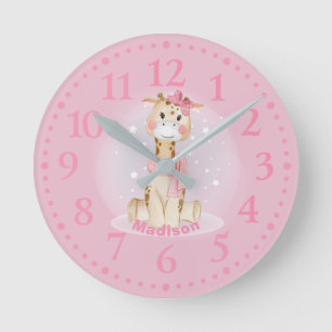 Niedliche Girly Giraffe Rosa Uhr