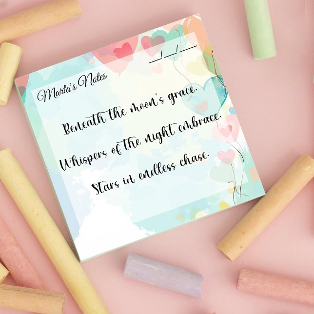 Niedliche Girly Heart Balloons 3 Zoll x 3 Zoll Post-it Klebezettel (Von Creator hochgeladen)