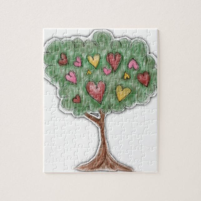 Niedliche Girly Heart Tree Illustration Puzzle (Vertikal)