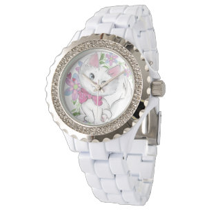 Niedliche Girly Kitten mit Blume Armbanduhr