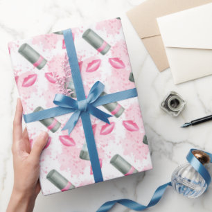 Niedliche girly Make-up und Kuss-Partyverpackung Geschenkpapier