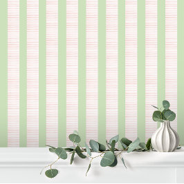 Niedliche Girly Pastel Pink Green Strip Tapete