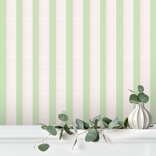 Niedliche Girly Pastel Pink Green Strip Tapete (Von Creator hochgeladen)