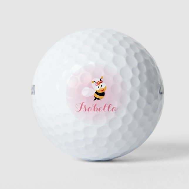Niedliche Girly Pastel Pink Sweet Bumble Bee Carto Golfball (Vorderseite)