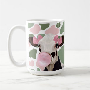 Niedliche Girly Pink Bubblegum Blash Kuh Kaffeetasse