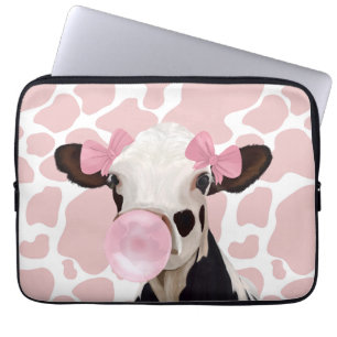 Niedliche Girly Pink Bubblegum Blash Kuh Laptopschutzhülle
