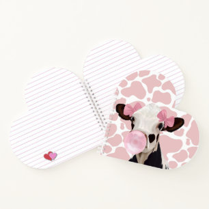 Niedliche Girly Pink Bubblegum Blash Kuh Notizbuch