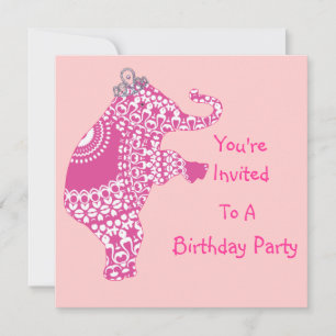 Niedliche Girly Pink Princess Elephant Party Einla Einladung