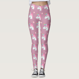 Niedliche Girly Pink Unicorn Blume Emoji Pattern Leggings