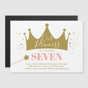 Niedliche Girly Princess Pink Geburtstagsparty Ein Magneteinladung