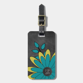 Niedliche Girly Retro Blume mit Initialen Gepäckanhänger