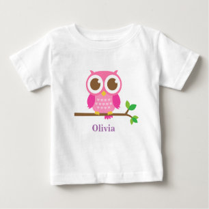 Niedliche Girly rosa Eule für Baby-Mädchen Baby T-shirt