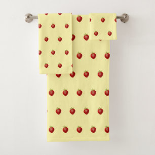 Niedliche Girly Strawberry auf Cream Badhandtuch Set