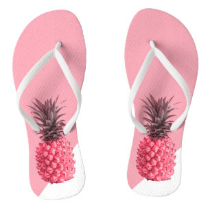 Niedliche girly tropische rosa und weiße Ananas Flip Flops