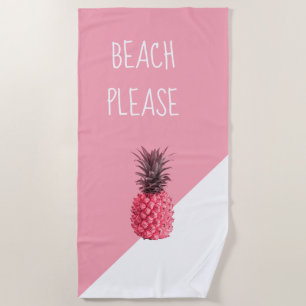 Niedliche girly tropische rosa und weiße Ananas Strandtuch