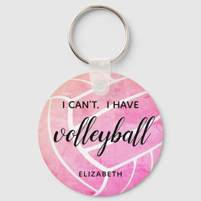 niedliche Girly Typografie, ich kann Volleyball ni Schlüsselanhänger (Vorderseite)