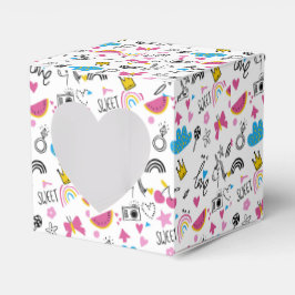 Niedliche Girly Whimsical Rainbow Farbige Illustri Geschenkschachtel